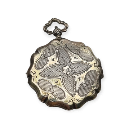 Vinaigrette francesa plata vermeil decoración floral grabada circa 1840-1878
