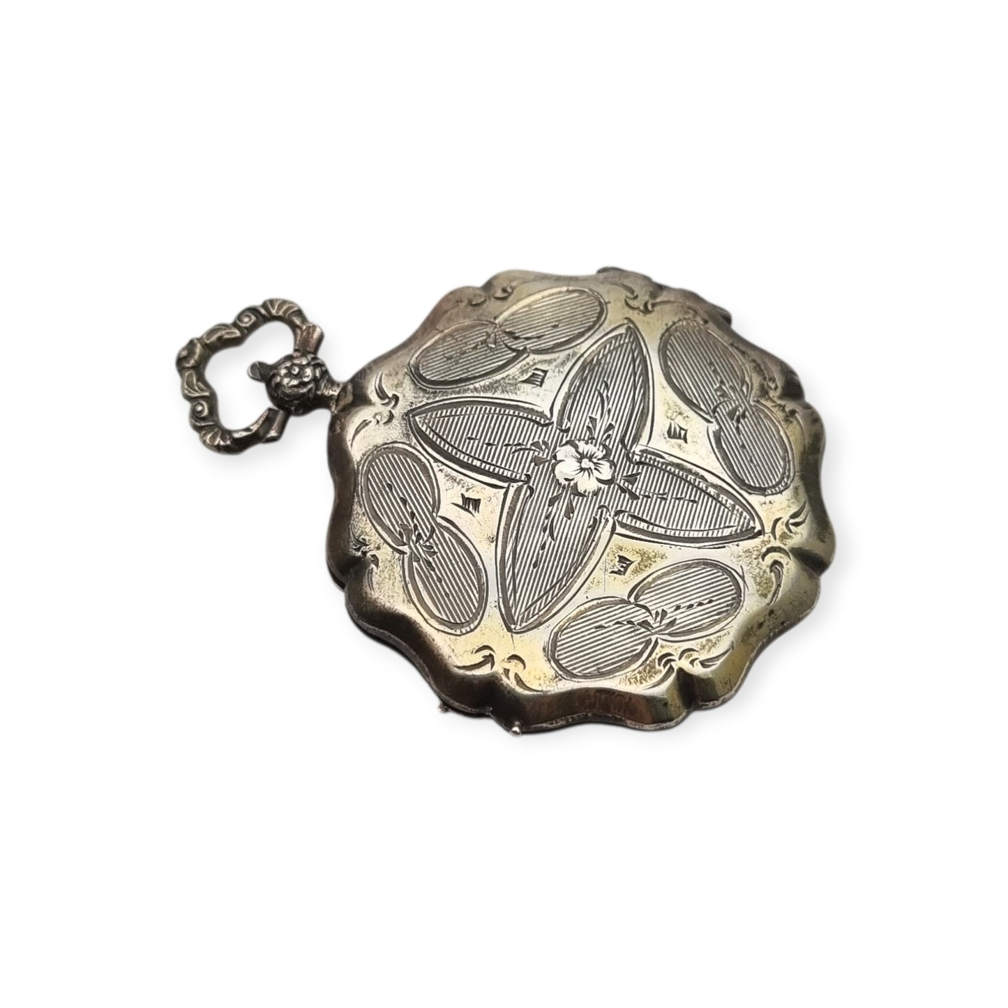 Vinaigrette francesa plata vermeil decoración floral grabada circa 1840-1878