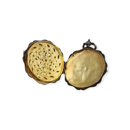 Vinaigrette francesa plata vermeil decoración floral grabada circa 1840-1878