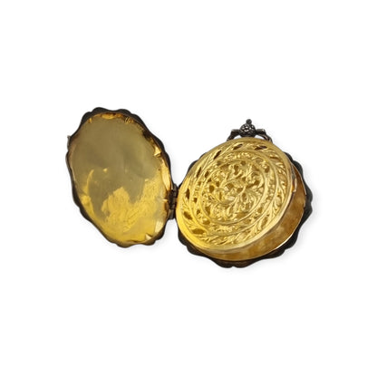 Vinaigrette francesa plata vermeil decoración floral grabada circa 1840-1878