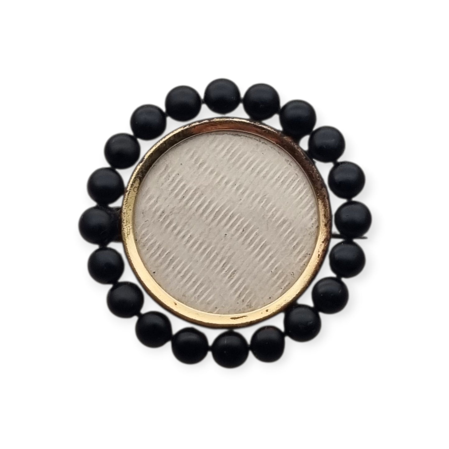 Victorian mourning locket brooch, black lacquered metal, England, circa 1890-1900