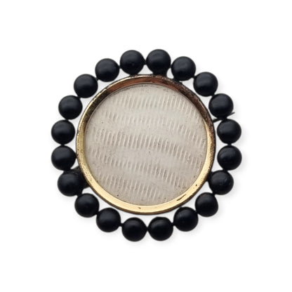 Victorian mourning locket brooch, black lacquered metal, England, circa 1890-1900