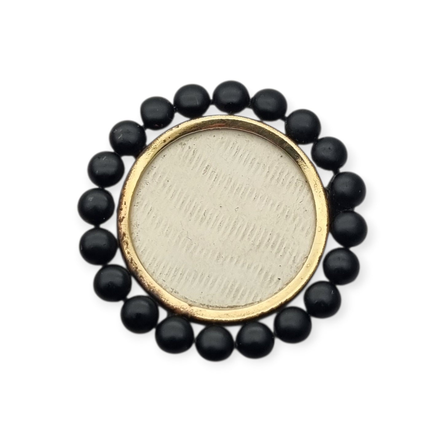Victorian mourning locket brooch, black lacquered metal, England, circa 1890-1900