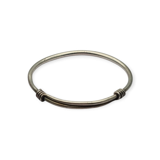 Vintage ethnic silver African knot bracelet, rigid artisan tribal bangle, 20th century