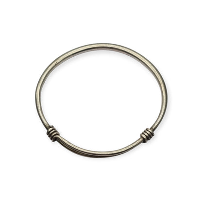 Vintage ethnic silver African knot bracelet, rigid artisan tribal bangle, 20th century