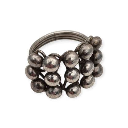 Handmade ethnic ring with boho sphere design, 20th century, geometric structure