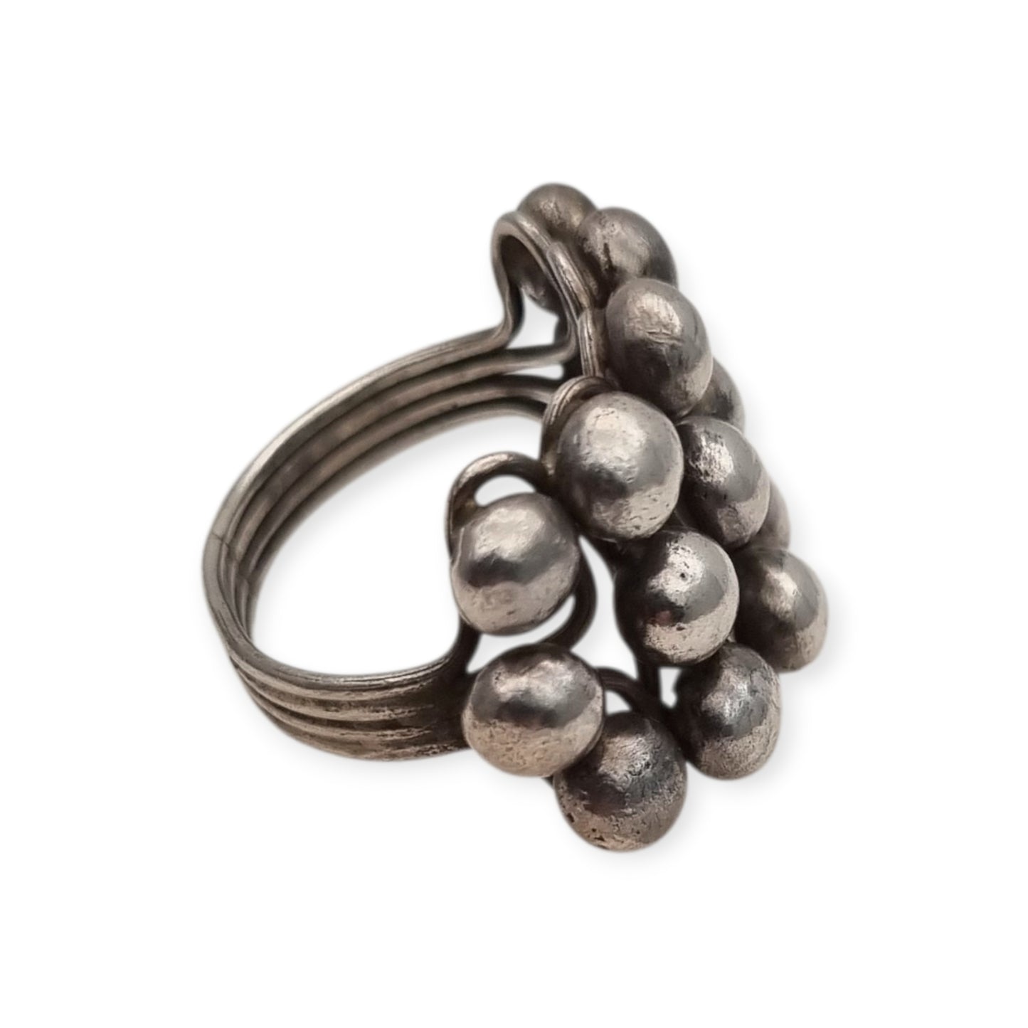 Handmade ethnic ring with boho sphere design, 20th century, geometric structure