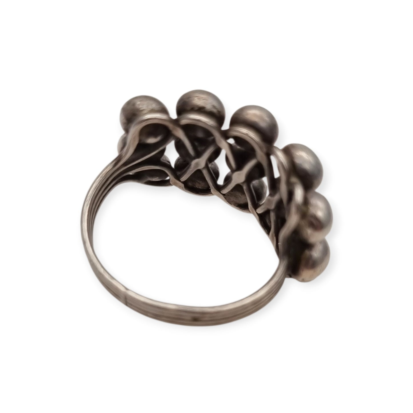Handmade ethnic ring with boho sphere design, 20th century, geometric structure