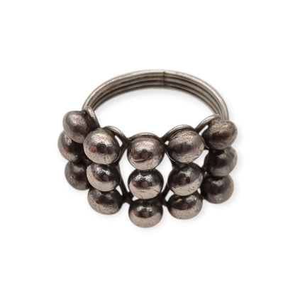 Handmade ethnic ring with boho sphere design, 20th century, geometric structure