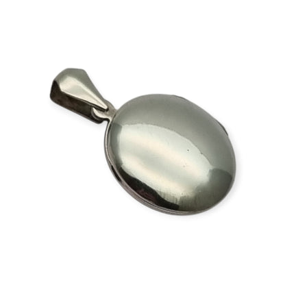 Colgante guardapelo en plata 925, España, medallón ovalado floral, circa 1980-90