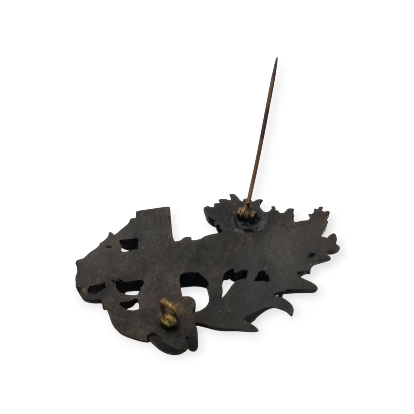 Victorian vulcanite mourning brooch, cross with ivy and flowers, England, circa 1880-1900