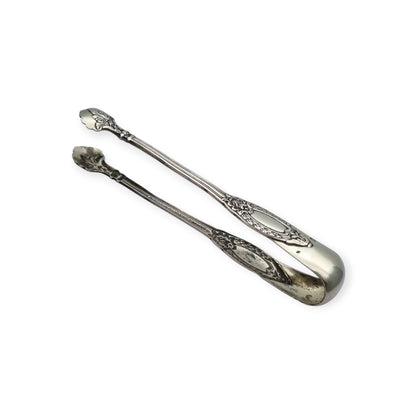Rococo style French silver sugar tongs, .800 silver, early 20th century