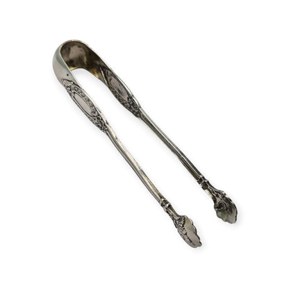 Rococo style French silver sugar tongs, .800 silver, early 20th century