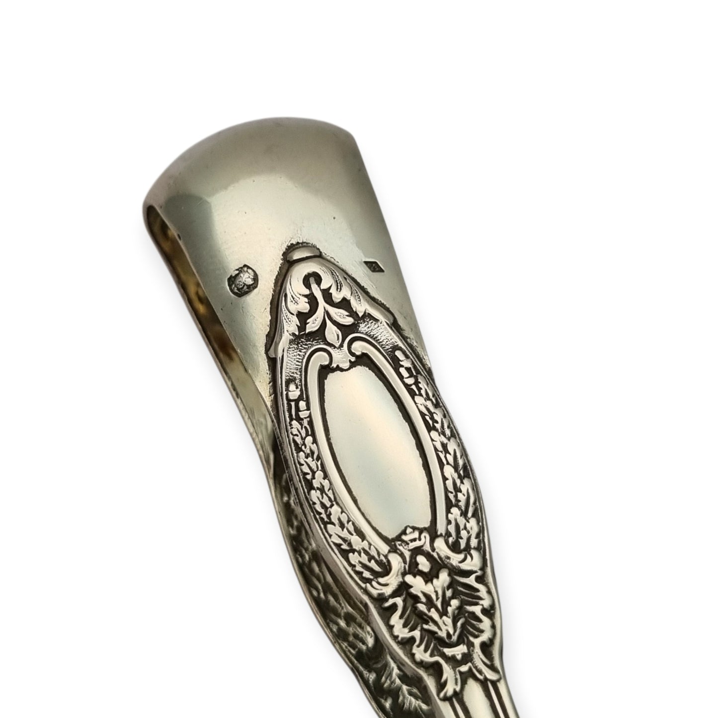 Rococo style French silver sugar tongs, .800 silver, early 20th century