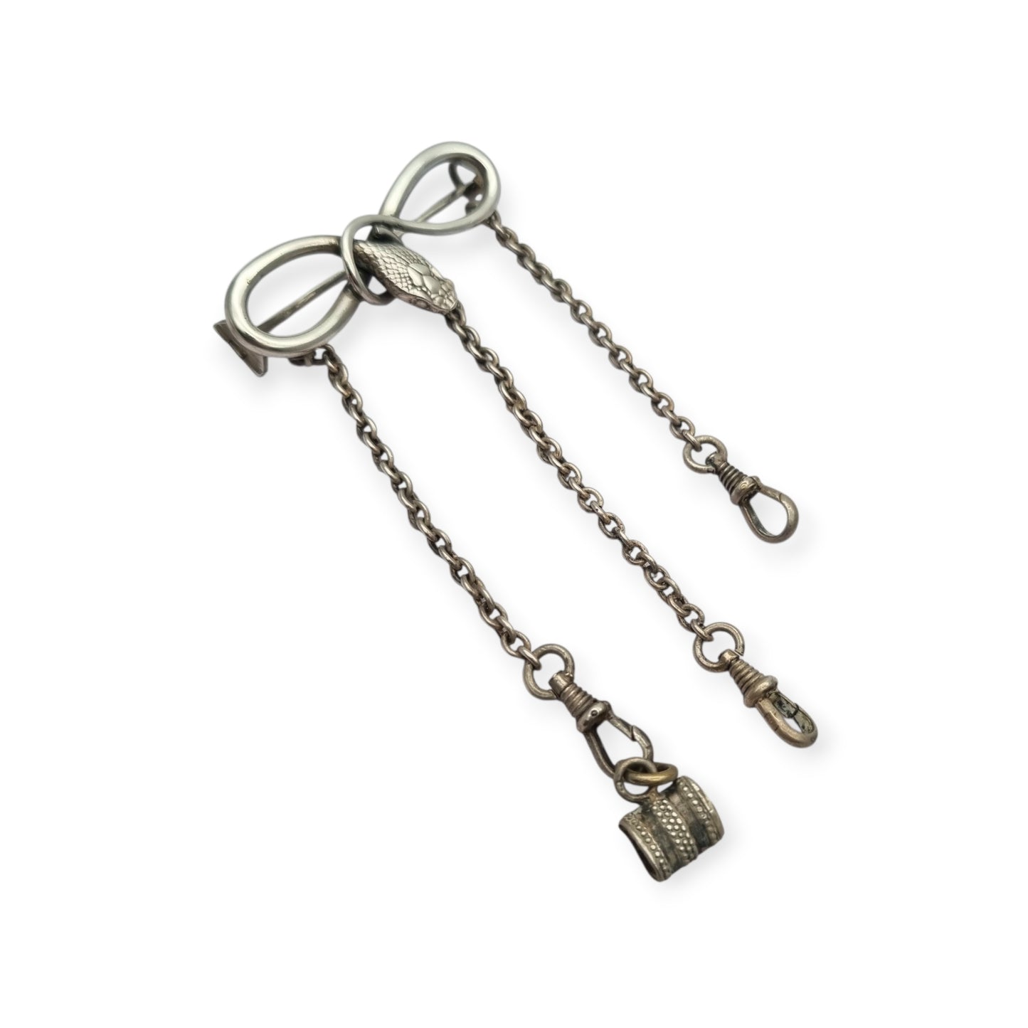 Alfiler chatelaine victoriana de plata 800 de serpiente e infinito, Europa, XIX - XX