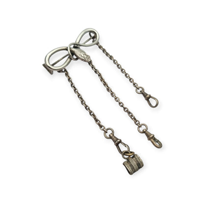 Alfiler chatelaine victoriana de plata 800 de serpiente e infinito, Europa, XIX - XX