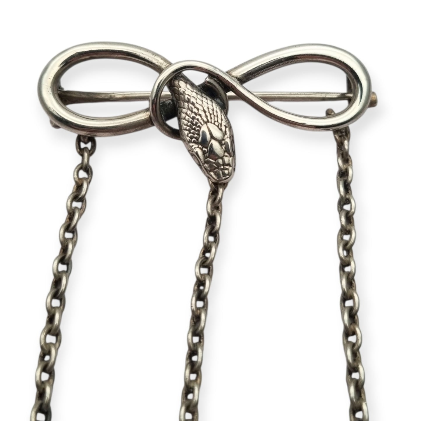 Alfiler chatelaine victoriana de plata 800 de serpiente e infinito, Europa, XIX - XX