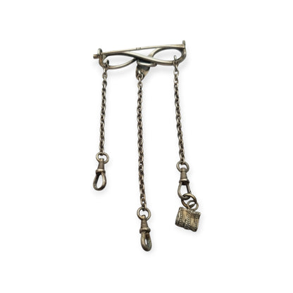 Alfiler chatelaine victoriana de plata 800 de serpiente e infinito, Europa, XIX - XX