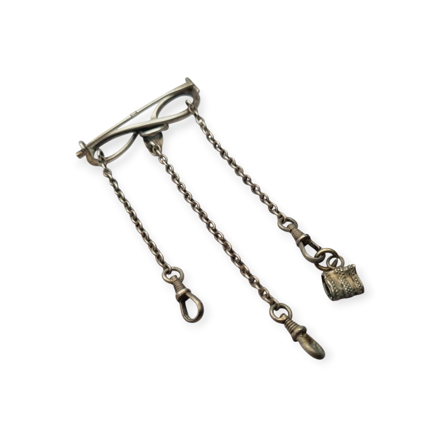 Alfiler chatelaine victoriana de plata 800 de serpiente e infinito, Europa, XIX - XX
