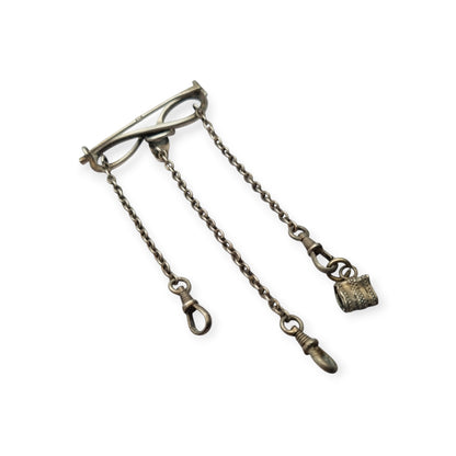 Alfiler chatelaine victoriana de plata 800 de serpiente e infinito, Europa, XIX - XX