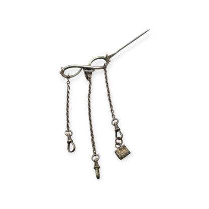 Alfiler chatelaine victoriana de plata 800 de serpiente e infinito, Europa, XIX - XX