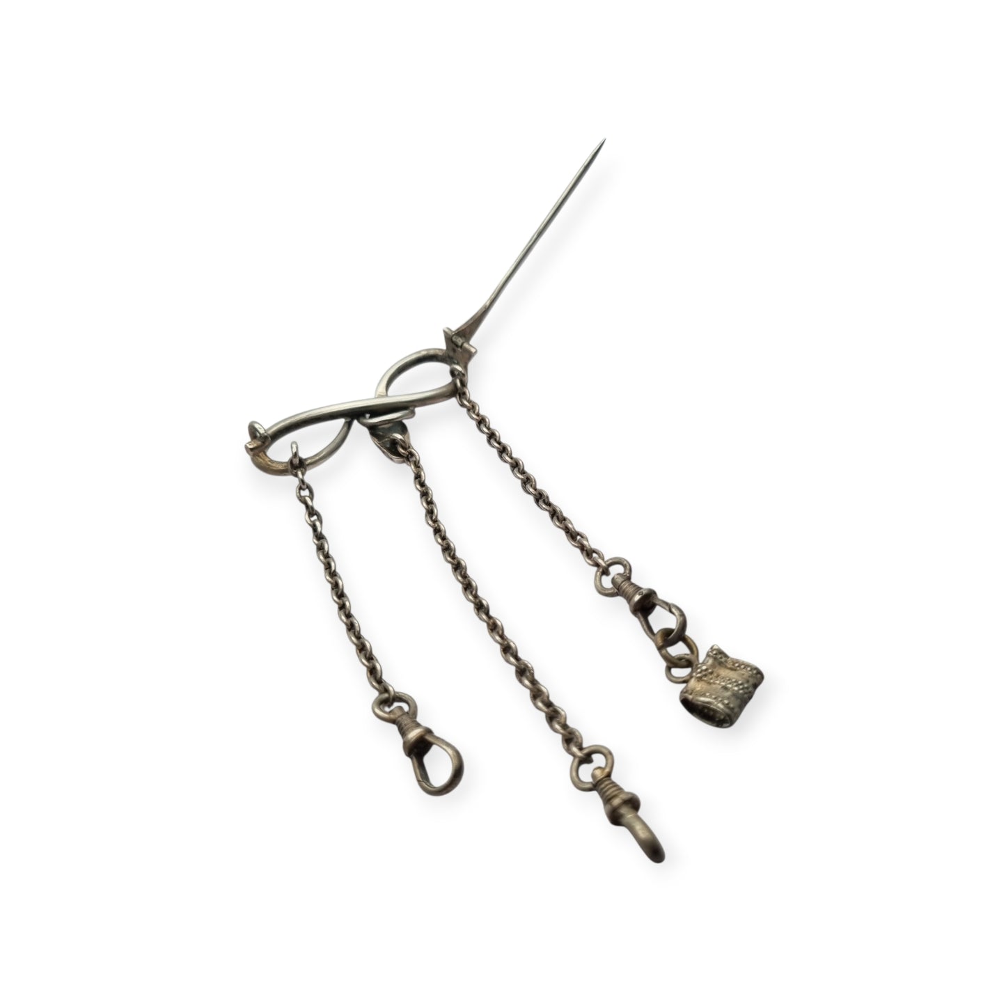 Alfiler chatelaine victoriana de plata 800 de serpiente e infinito, Europa, XIX - XX