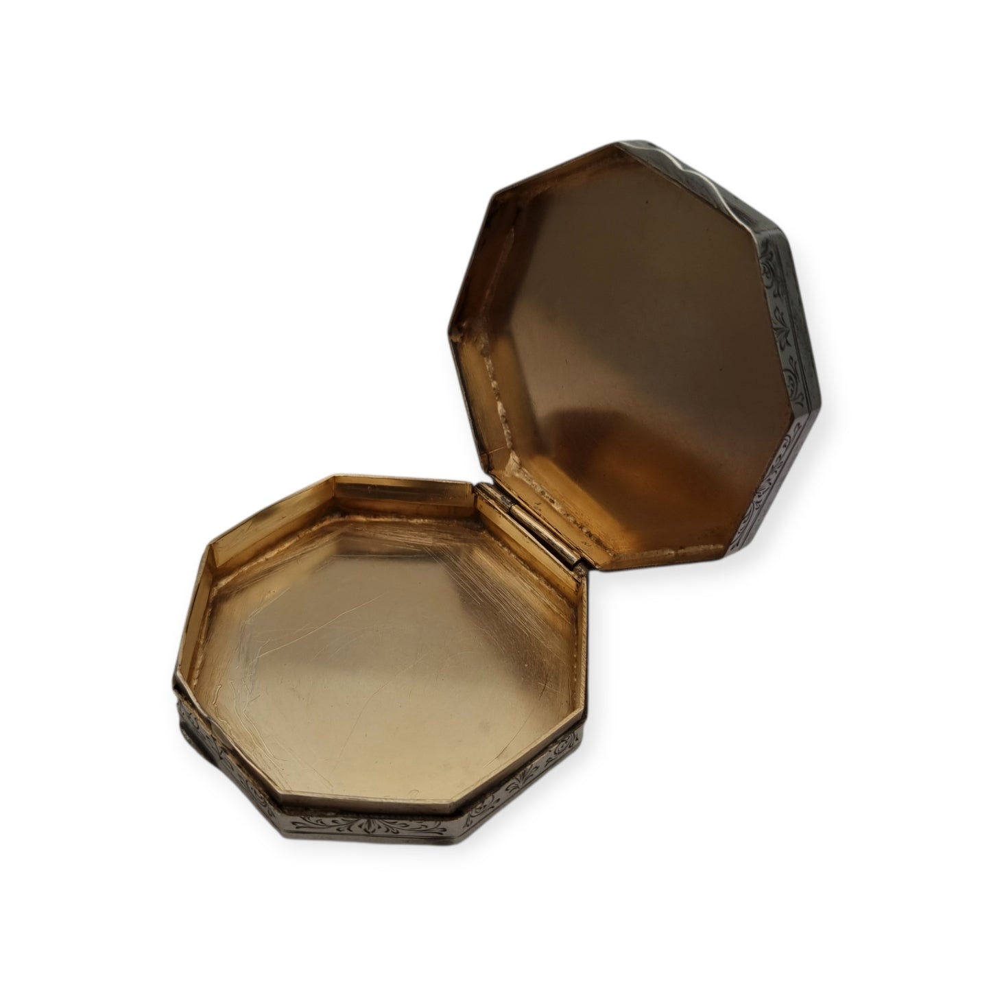 Caja floral hexagonal estilo revival barroco de plata 800, Italia circa 1930
