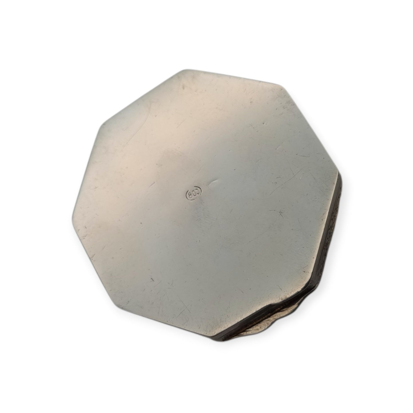 Caja floral hexagonal estilo revival barroco de plata 800, Italia circa 1930