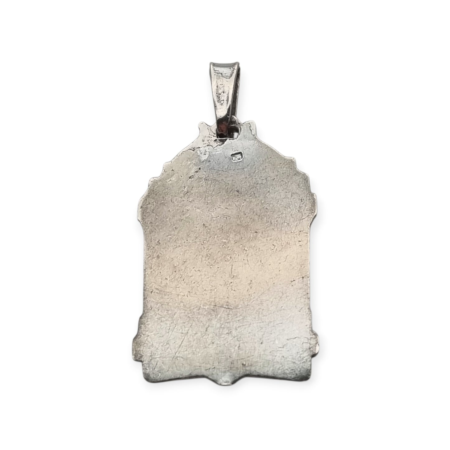 Art Deco religious medal in silver relief and mother-of-pearl circa 1940