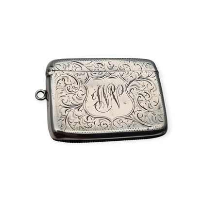Caja cerillera Eduardiana antigua de plata Birmingham 1905, W.H William M Hayes