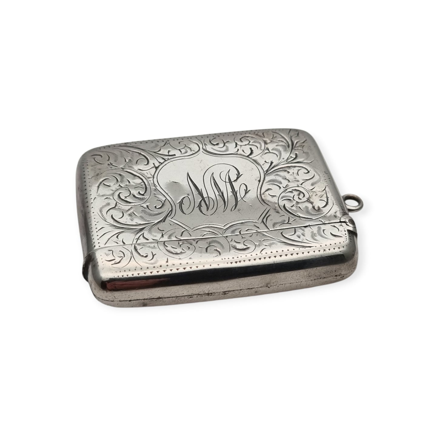 Caja cerillera Eduardiana antigua de plata Birmingham 1905, W.H William M Hayes