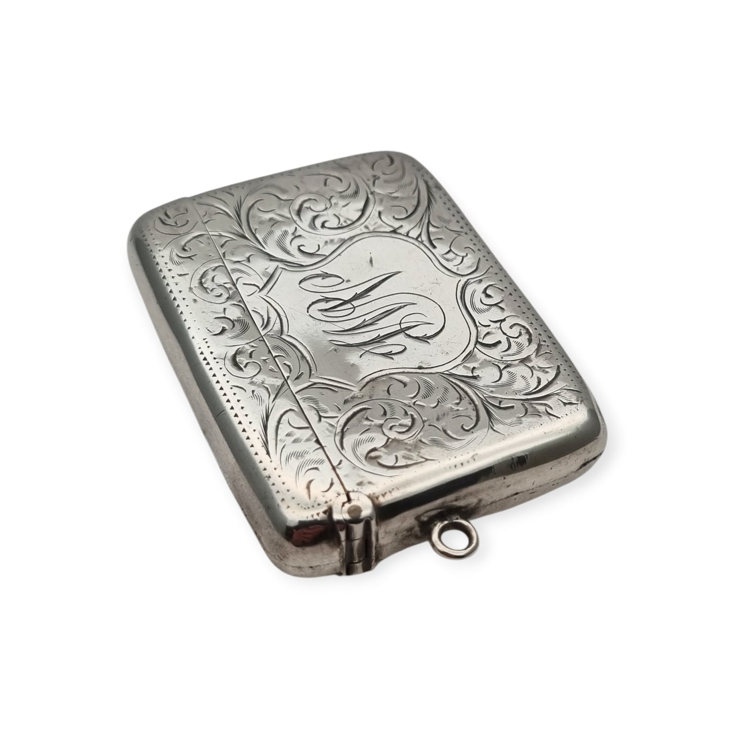 Caja cerillera Eduardiana antigua de plata Birmingham 1905, W.H William M Hayes