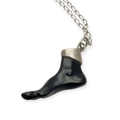Obsidian amulet pendant, black foot with 800 silver, Europe circa 1970