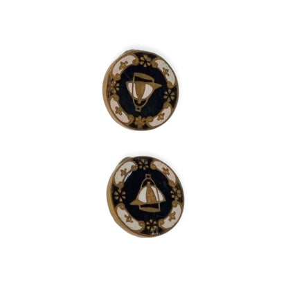 Antique enameled cufflinks with emblem, marked "C&Cº", Europe circa 1890-1920