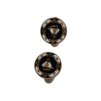 Antique enameled cufflinks with emblem, marked "C&Cº", Europe circa 1890-1920