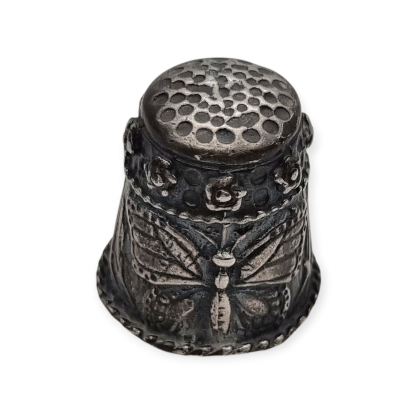 Collectible Siemens silver thimble with butterfly decoration, circa 1960