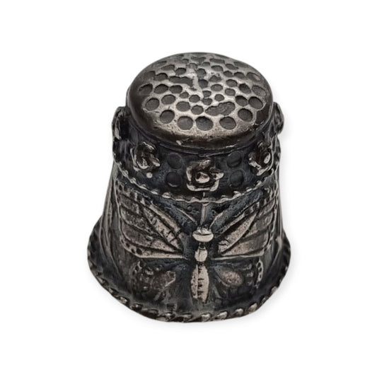 Collectible Siemens silver thimble with butterfly decoration, circa 1960