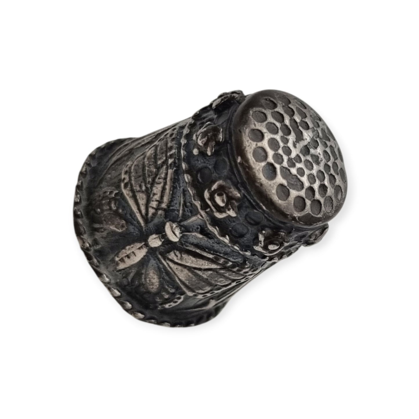 Collectible Siemens silver thimble with butterfly decoration, circa 1960