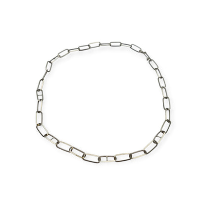 Italian 925 sterling silver chain with rectangular geometric links 1970-80