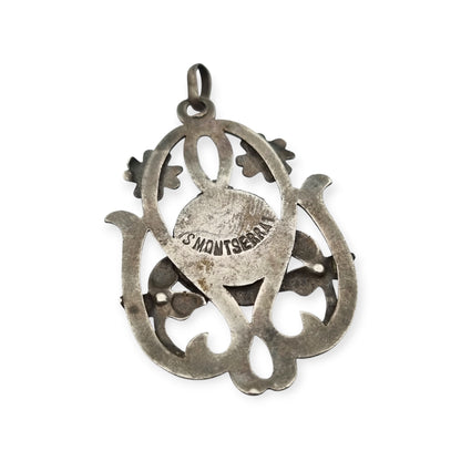 Colgante modernista de plata Nuestra Señora de Montserrat, La Moreneta, joyería religiosa, 1920