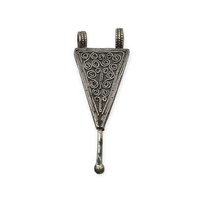 Handmade boho-ethnic silver amulet spoon pendant, Ethiopian ear cleaner.
