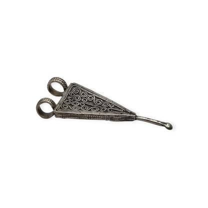 Handmade boho-ethnic silver amulet spoon pendant, Ethiopian ear cleaner.