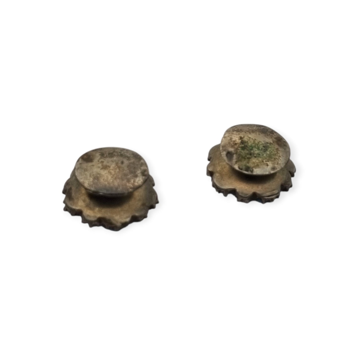 Botones de pechera plata con vidrio opalescente y estrás estilo eduardiano circa 1900