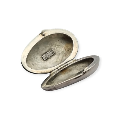 925 Sterling Silver Box Gardenia Preziosi Italy, Polished Oval Design, 20th Century