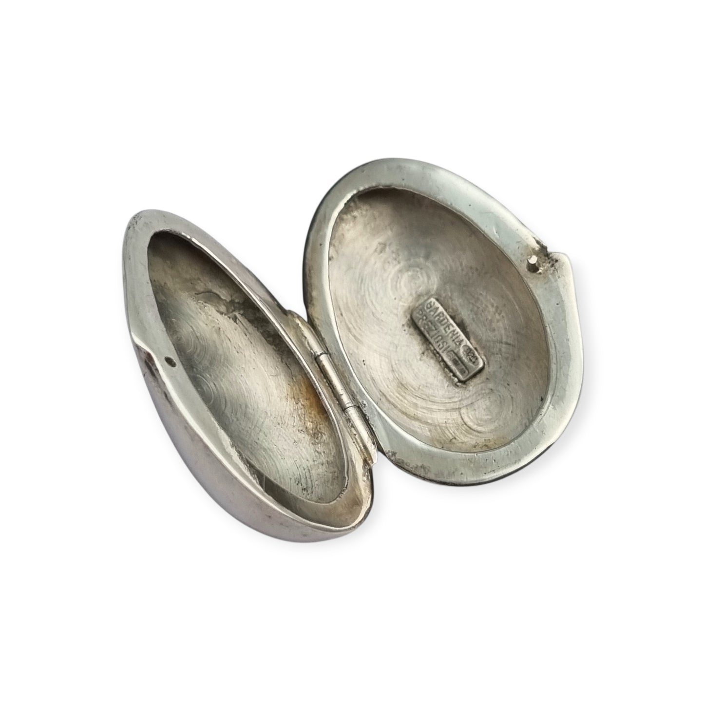 925 Sterling Silver Box Gardenia Preziosi Italy, Polished Oval Design, 20th Century