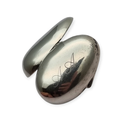 925 Sterling Silver Box Gardenia Preziosi Italy, Polished Oval Design, 20th Century