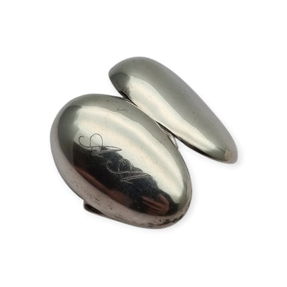925 Sterling Silver Box Gardenia Preziosi Italy, Polished Oval Design, 20th Century