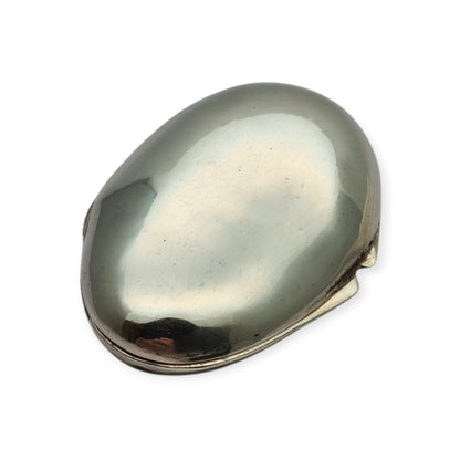 925 Sterling Silver Box Gardenia Preziosi Italy, Polished Oval Design, 20th Century
