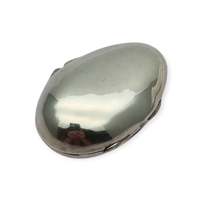 925 Sterling Silver Box Gardenia Preziosi Italy, Polished Oval Design, 20th Century