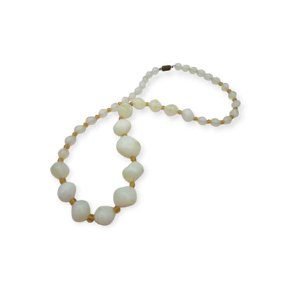 Vintage Opaline Glass Beaded Graduated Iridescent Necklace, Mid Century 1950s-1960s